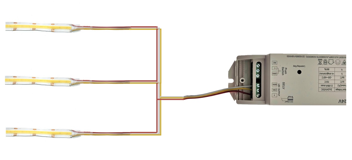 Led-remsa ljus parallell anslutning